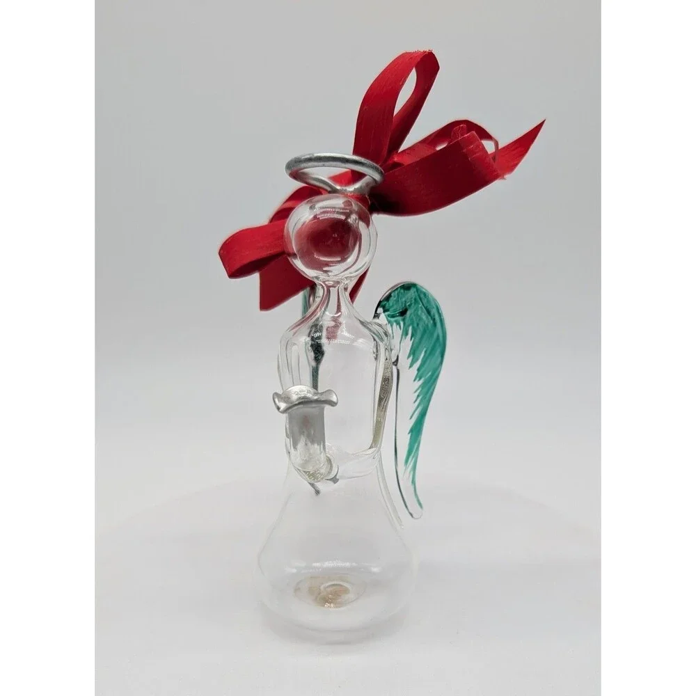 Vtg Soffieria Parise Hand Blown Glass Christmas Angel Candle Holder Italy